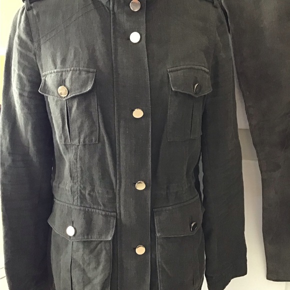 Tory Burch Green Utility Jacket with Hidden Zipper - Picture 10 of 12